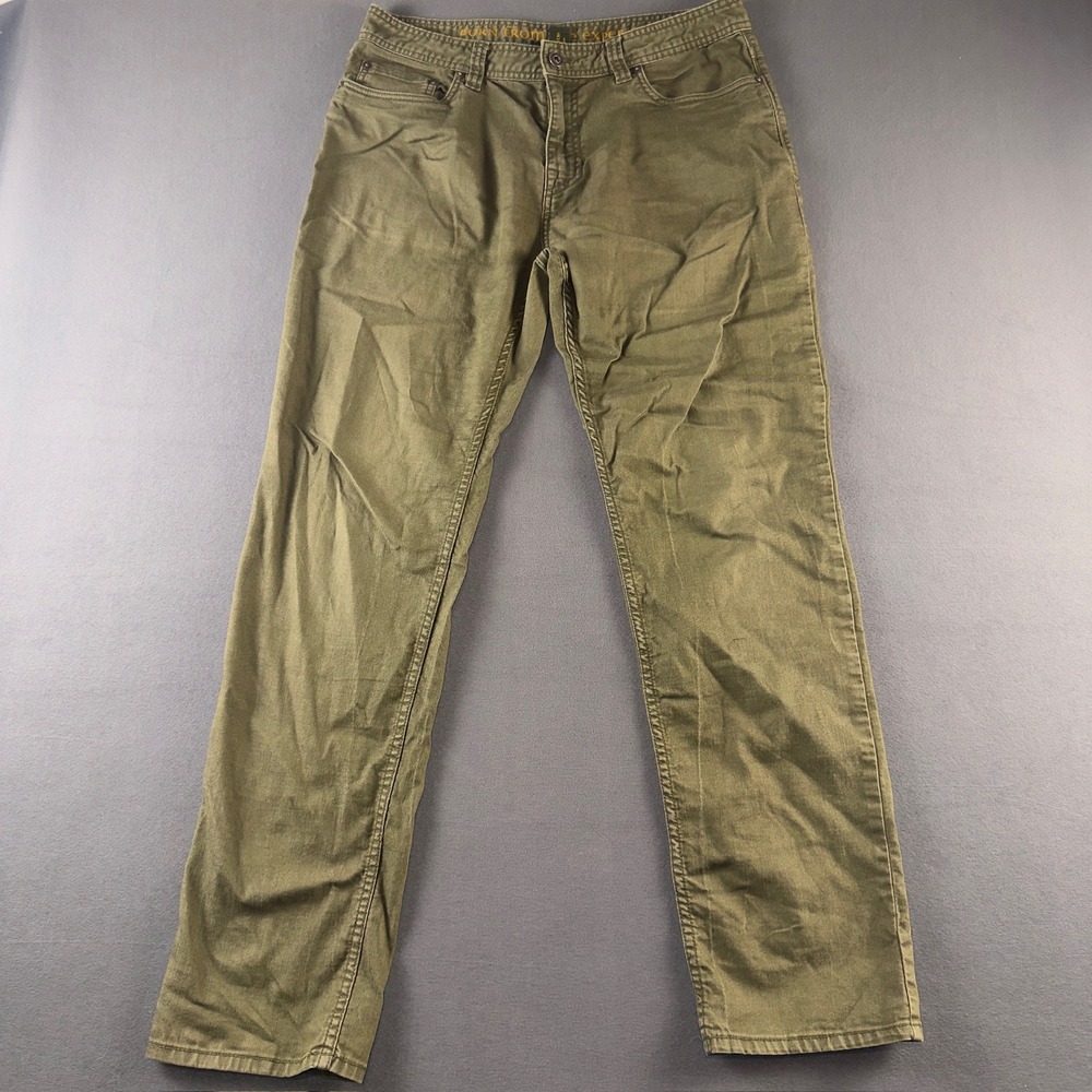 Prana Bridger Slim Fit Pants Mens 34x34 Olive Green Organic Cotton M4BD34315